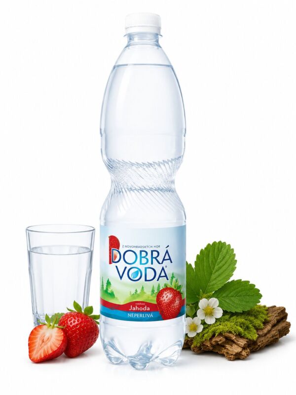 Dobrá voda s příchutí jahody (neperlivá) 1,5L